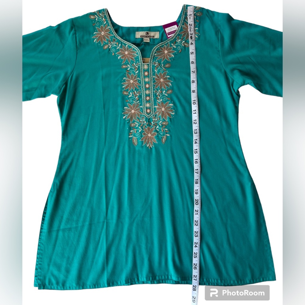Parshwa Art NEW Indian Embroidered Embellished Tunic Long Sleeve Blouse Top - Picture 4 of 8